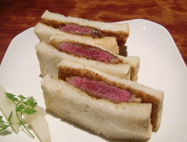 Japanese Kuroge-wagyu beef filet cutlet sandwich
