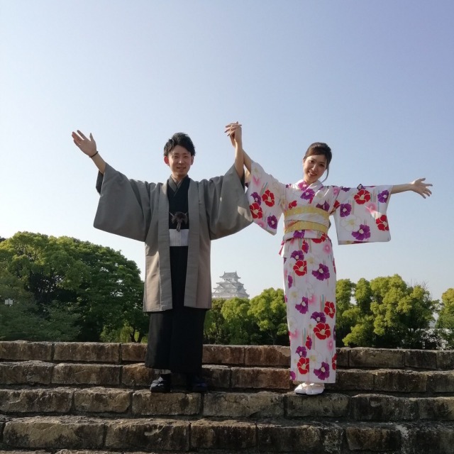 姫路城と記念撮影