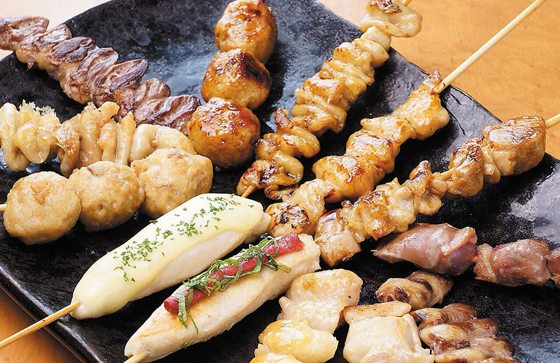 Yakitori (grilled kewered chicken) cooked by master chefs is especially great!