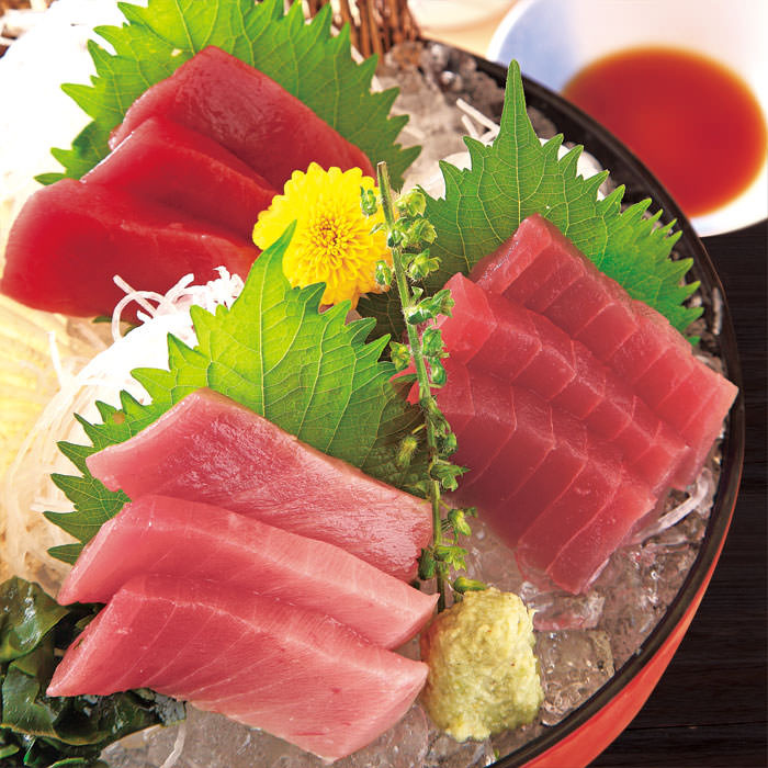 We have a wide selection of tuna dishes including a tuna sashimi assortment.