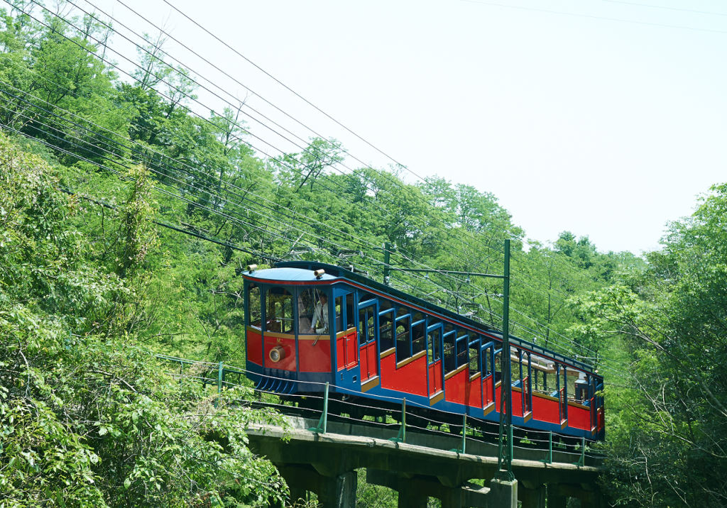 The cable car which can reach the observatories in ten minutes from the starting station Rokko Cable Shita Sta. From the observatories, an amazing panoramic view of Osaka and Kobe will captivate your eyes.