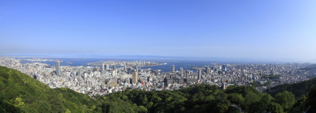 View of Kobe’s cityscape from the mountains